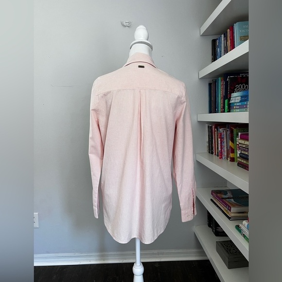 Barbour Beachfront Pink Stripe Button Front Linen & Cotton Shirt size 8 - Picture 7 of 14